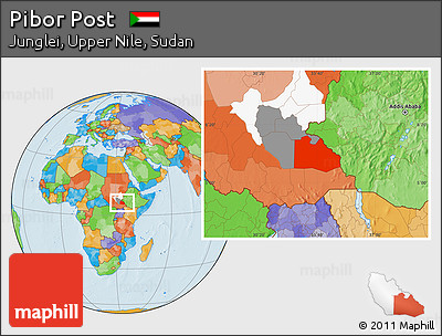 Political Location Map of Pibor Post, highlighted parent region, highlighted grandparent region