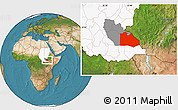 Satellite Location Map of Pibor Post, highlighted country, highlighted parent region