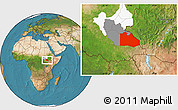 Satellite Location Map of Pibor Post, highlighted parent region, highlighted grandparent region