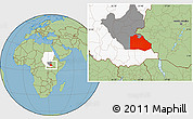 Savanna Style Location Map of Pibor Post, highlighted country, highlighted grandparent region