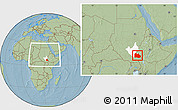 Savanna Style Location Map of Pibor Post, highlighted grandparent region, within the entire country, hill shading
