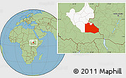 Savanna Style Location Map of Pibor Post, highlighted grandparent region