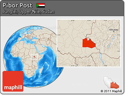 Shaded Relief Location Map of Pibor Post