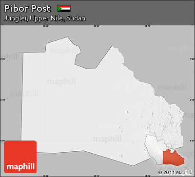 Gray Map of Pibor Post, single color outside