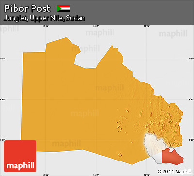 Political Map of Pibor Post, single color outside