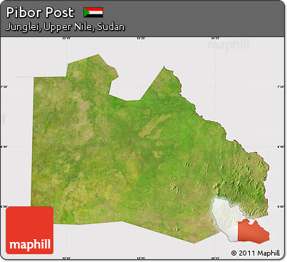 Satellite Map of Pibor Post, cropped outside