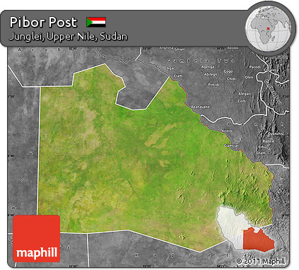 Satellite Map of Pibor Post, desaturated