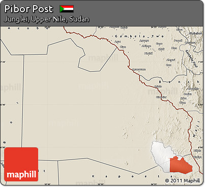 Shaded Relief Map of Pibor Post