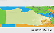 Physical Panoramic Map of Pibor Post, political outside
