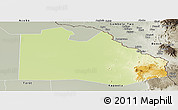 Physical Panoramic Map of Pibor Post, semi-desaturated