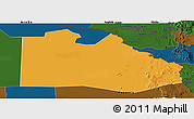 Political Panoramic Map of Pibor Post, darken