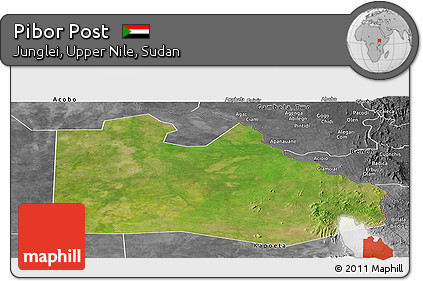 Satellite Panoramic Map of Pibor Post, desaturated