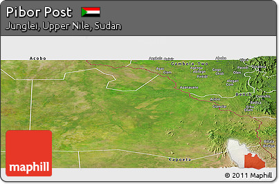 Satellite Panoramic Map of Pibor Post