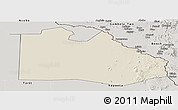 Shaded Relief Panoramic Map of Pibor Post, semi-desaturated