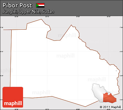 Classic Style Simple Map of Pibor Post, cropped outside