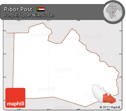 Classic Style Simple Map of Pibor Post, cropped outside