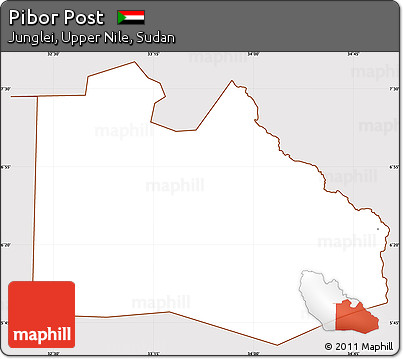 Classic Style Simple Map of Pibor Post, cropped outside