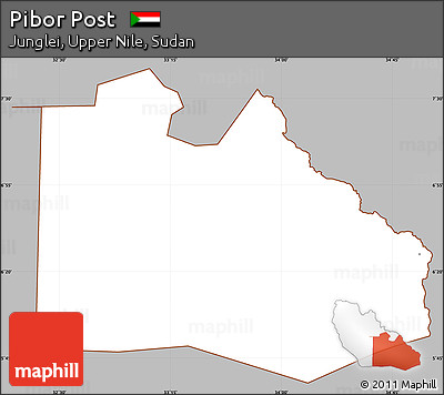 Gray Simple Map of Pibor Post, cropped outside