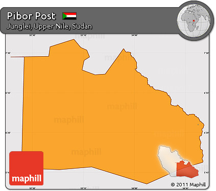 Political Simple Map of Pibor Post, cropped outside