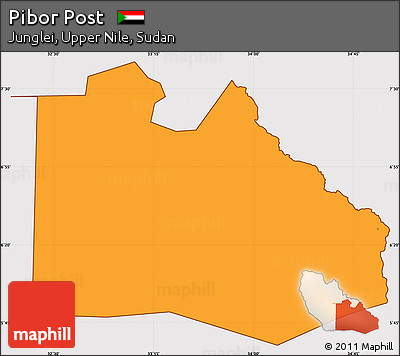 Political Simple Map of Pibor Post, cropped outside