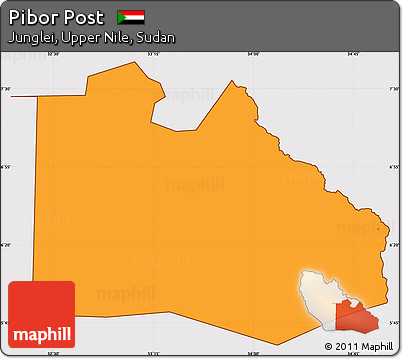 Political Simple Map of Pibor Post, cropped outside