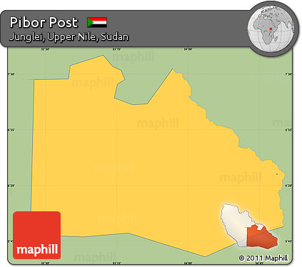 Savanna Style Simple Map of Pibor Post, single color outside