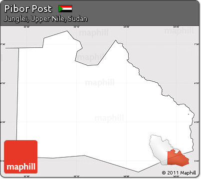 Silver Style Simple Map of Pibor Post, cropped outside