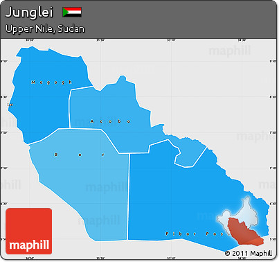 Political Shades Simple Map of Junglei, single color outside