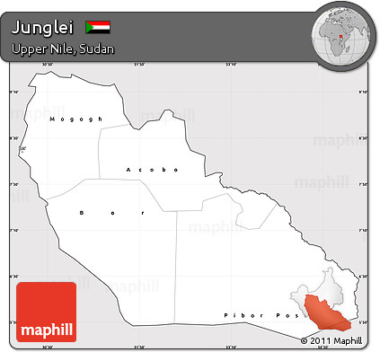 Silver Style Simple Map of Junglei, cropped outside