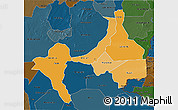 Political Shades 3D Map of Upper Nile (Sobat), darken
