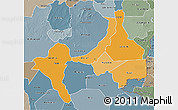 Political Shades 3D Map of Upper Nile (Sobat), semi-desaturated
