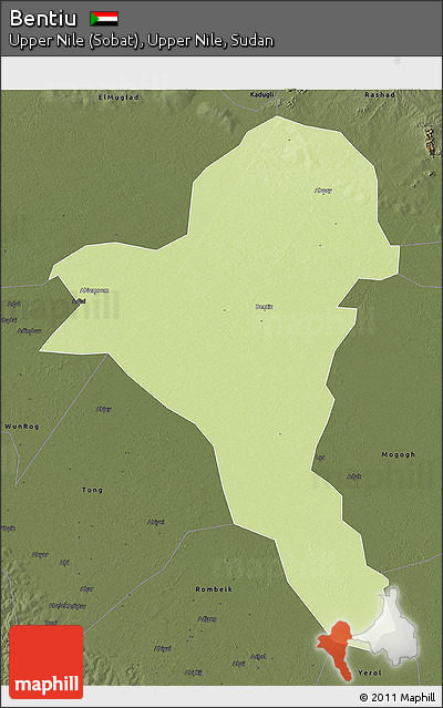 Physical 3D Map of Bentiu, darken