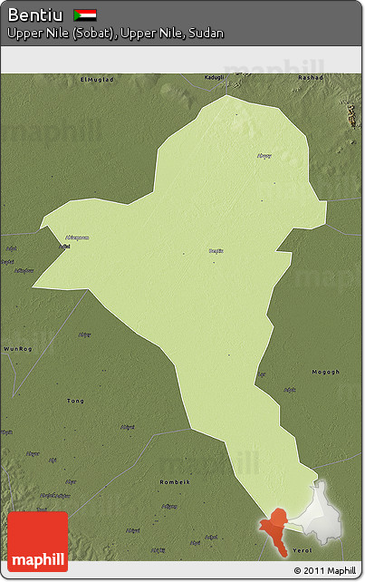 Physical 3D Map of Bentiu, darken
