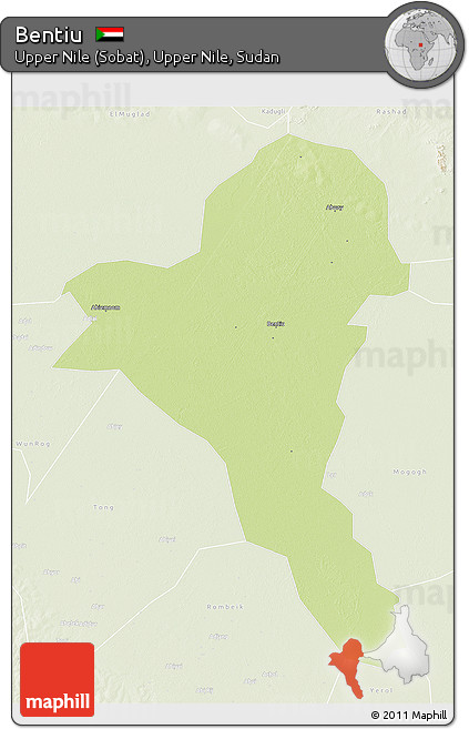 Physical 3D Map of Bentiu, lighten
