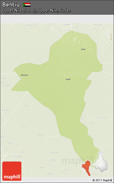 Physical 3D Map of Bentiu, lighten