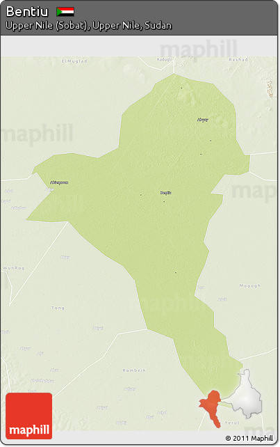 Physical 3D Map of Bentiu, lighten