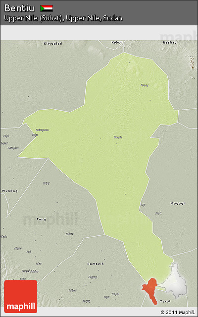 Physical 3D Map of Bentiu, semi-desaturated