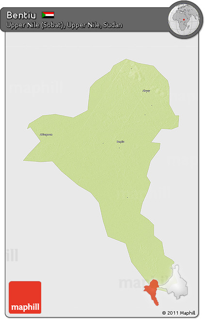 Physical 3D Map of Bentiu, single color outside