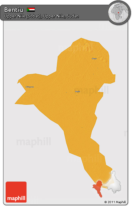 Political 3D Map of Bentiu, cropped outside