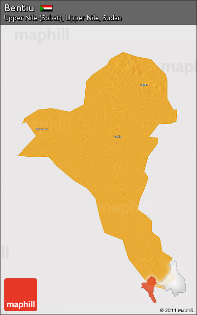 Political 3D Map of Bentiu, cropped outside