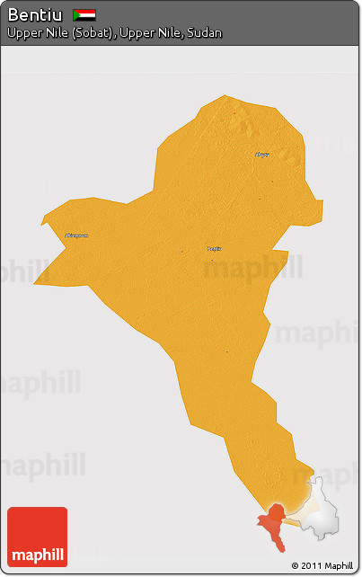 Political 3D Map of Bentiu, cropped outside