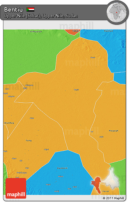 Political 3D Map of Bentiu