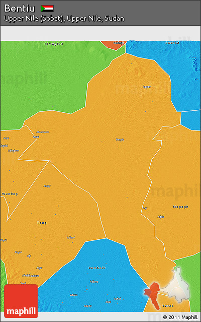 Political 3D Map of Bentiu