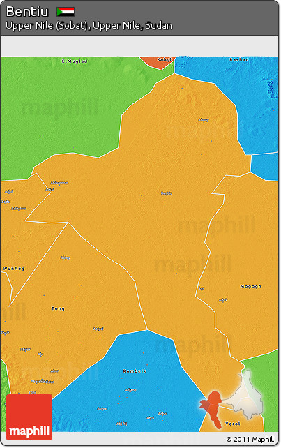 Political 3D Map of Bentiu