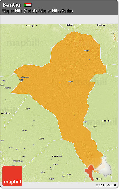 Political 3D Map of Bentiu, physical outside