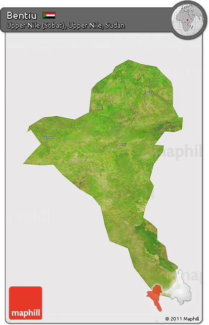 Satellite 3D Map of Bentiu, cropped outside