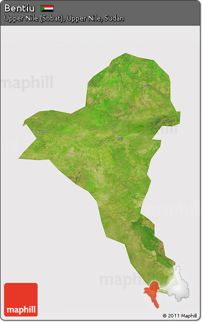 Satellite 3D Map of Bentiu, cropped outside
