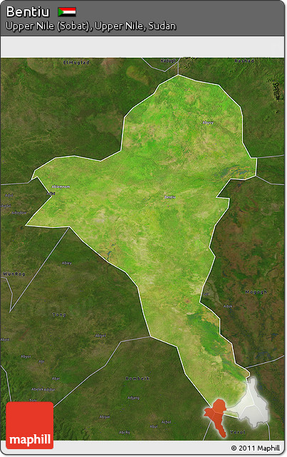 Satellite 3D Map of Bentiu, darken