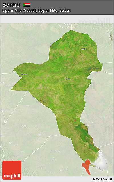 Satellite 3D Map of Bentiu, lighten