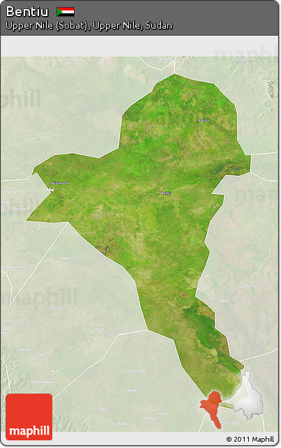 Satellite 3D Map of Bentiu, lighten